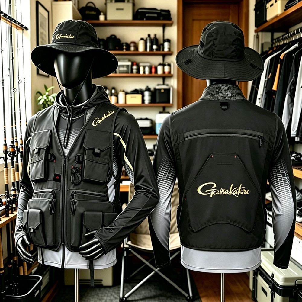 Fishing Rain Suit - Gilet da Pesca Multitasche Gamakatsu per